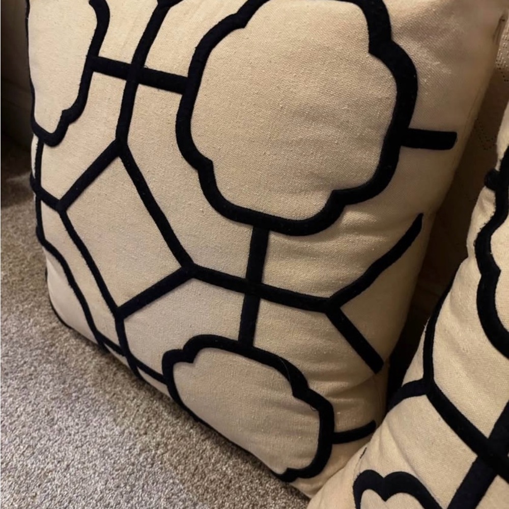 Navy and Cream Throw Pillow Covers - Picture 3 of 3